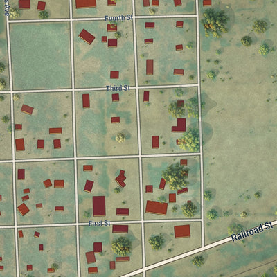 Close-up of the map of Sedgwick, Colorado print showing street and building detail