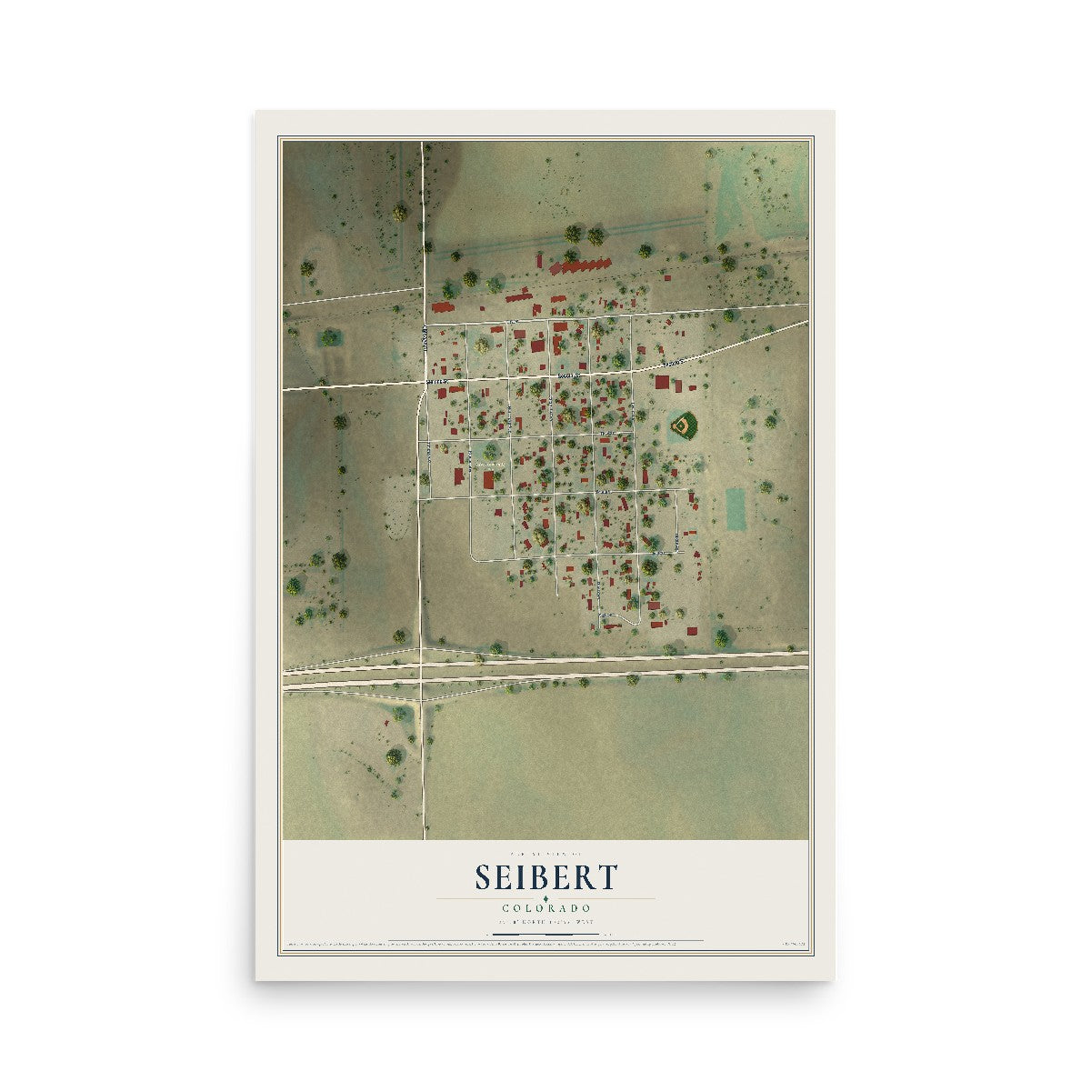 Map of Seibert, Colorado, 12 x 18 inch unframed archival matte print