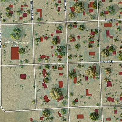 Close-up of the map of Seibert, Colorado print showing street and building detail