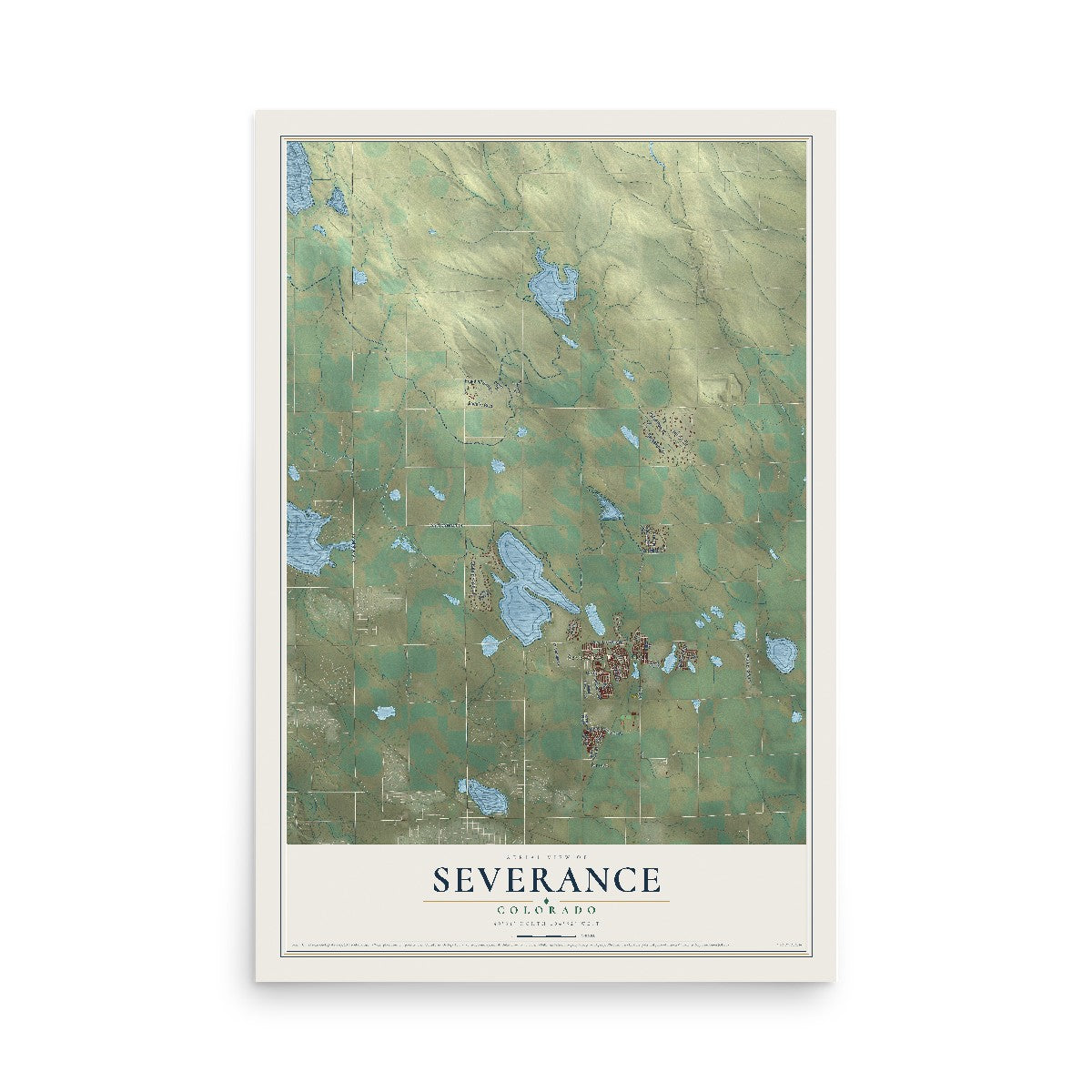 Map of Severance, Colorado, 12 x 18 inch unframed archival matte print