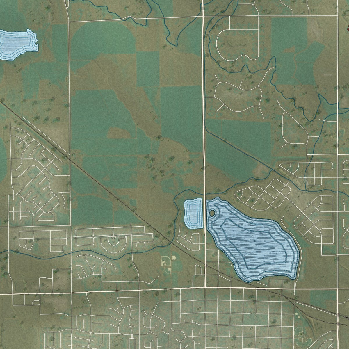 Second close-up of the map of Severance, Colorado print showing more streets and buildings