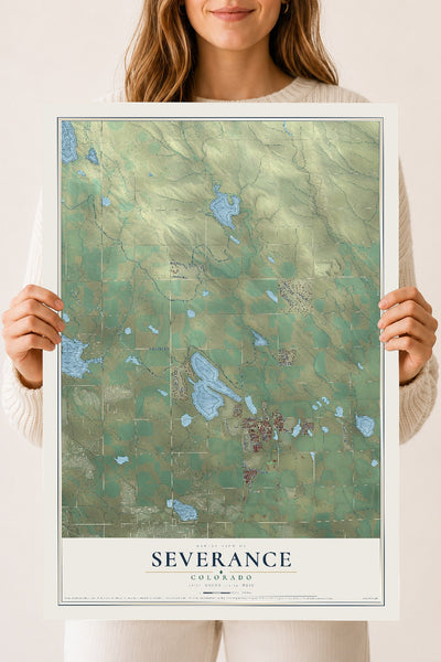 Map of Severance, Colorado, 18 x 24 inch unframed archival matte print