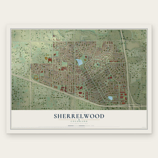 Sherrelwood, Colorado map print, the full design