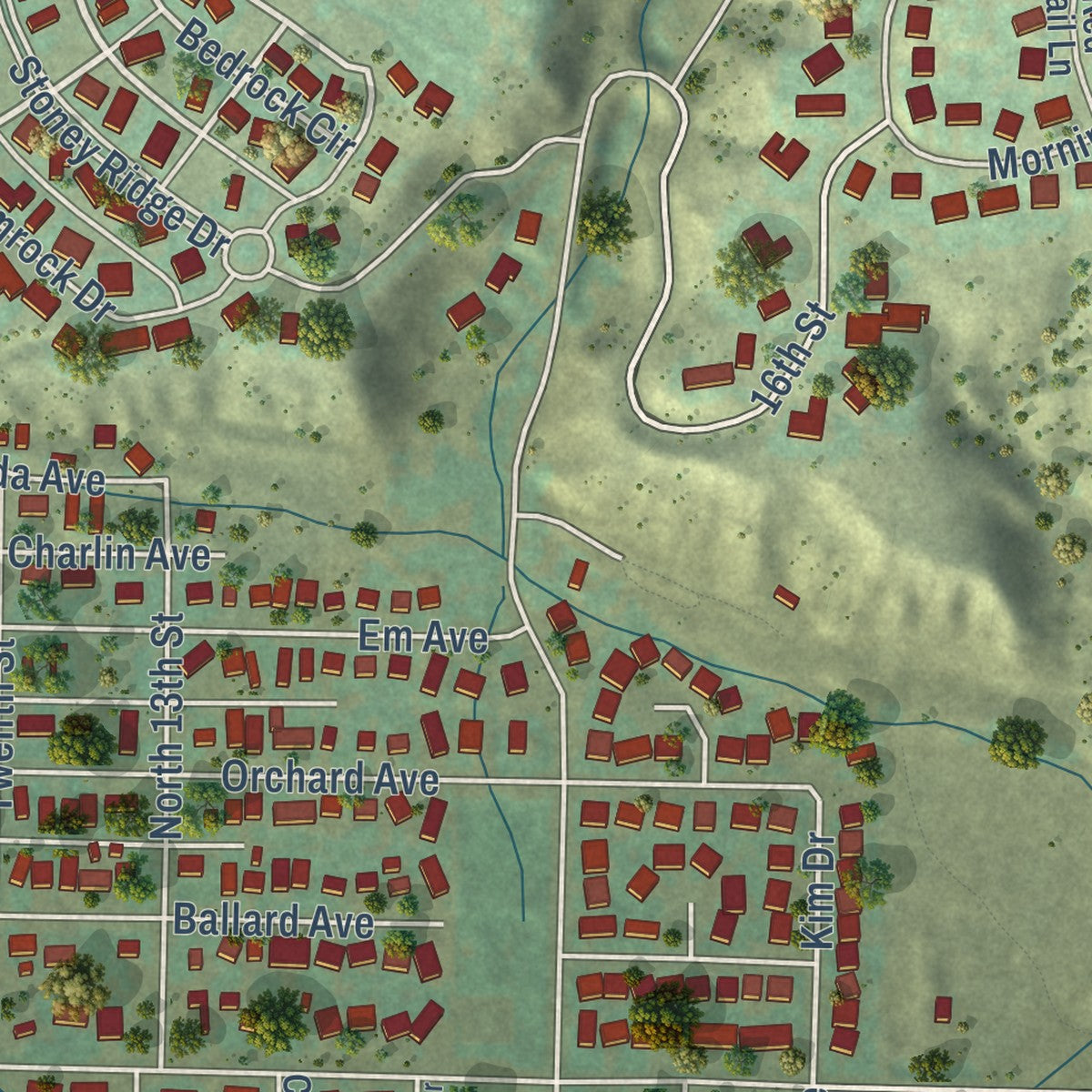 Second close-up of the map of Silt, Colorado print showing more streets and buildings