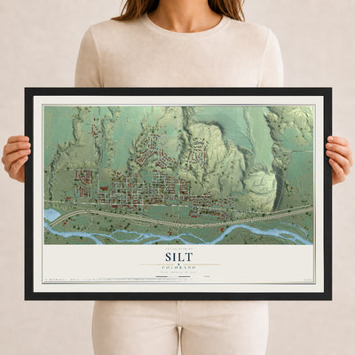 Map of Silt, Colorado, 12 x 18 inch print in a black wood frame