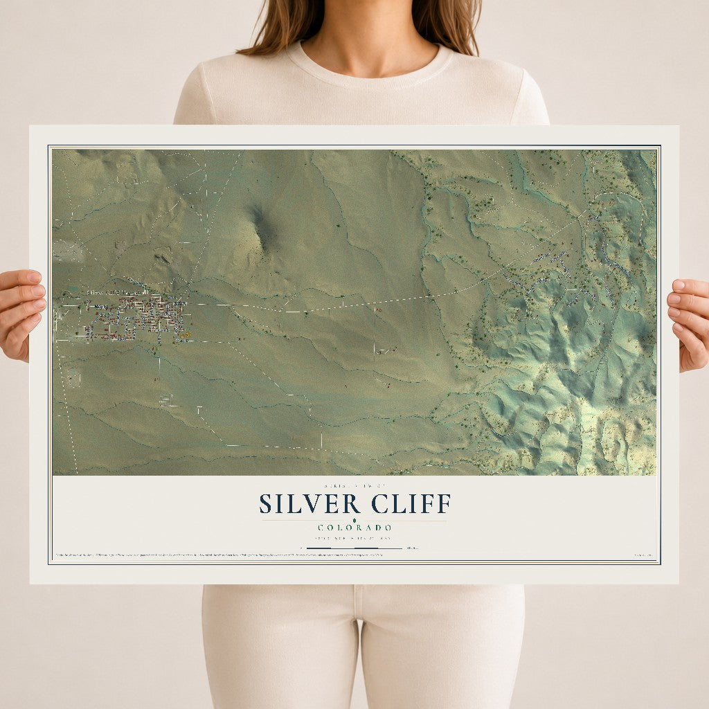 Map of Silver Cliff, Colorado, 18 x 24 inch unframed archival matte print