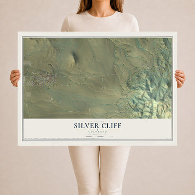 Map of Silver Cliff, Colorado, 24 x 36 inch unframed archival matte print