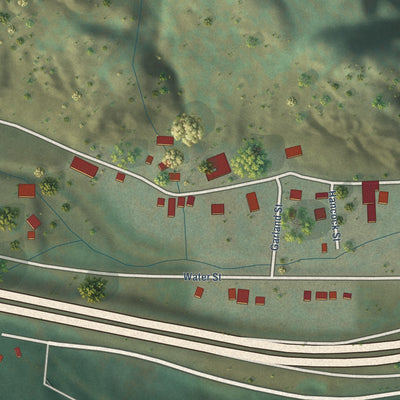 Second close-up of the map of Silver Plume, Colorado print showing more streets and buildings
