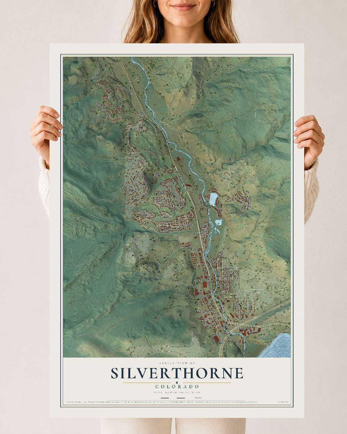Map of Silverthorne, Colorado, 24 x 36 inch unframed archival matte print