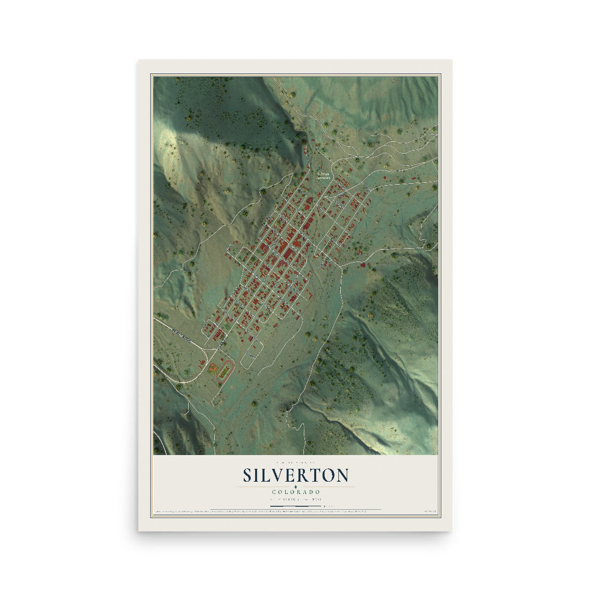Map of Silverton, Colorado, 12 x 18 inch unframed archival matte print