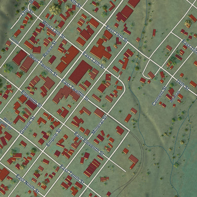 Close-up of the map of Silverton, Colorado print showing street and building detail