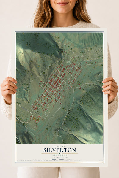 Map of Silverton, Colorado, 18 x 24 inch unframed archival matte print
