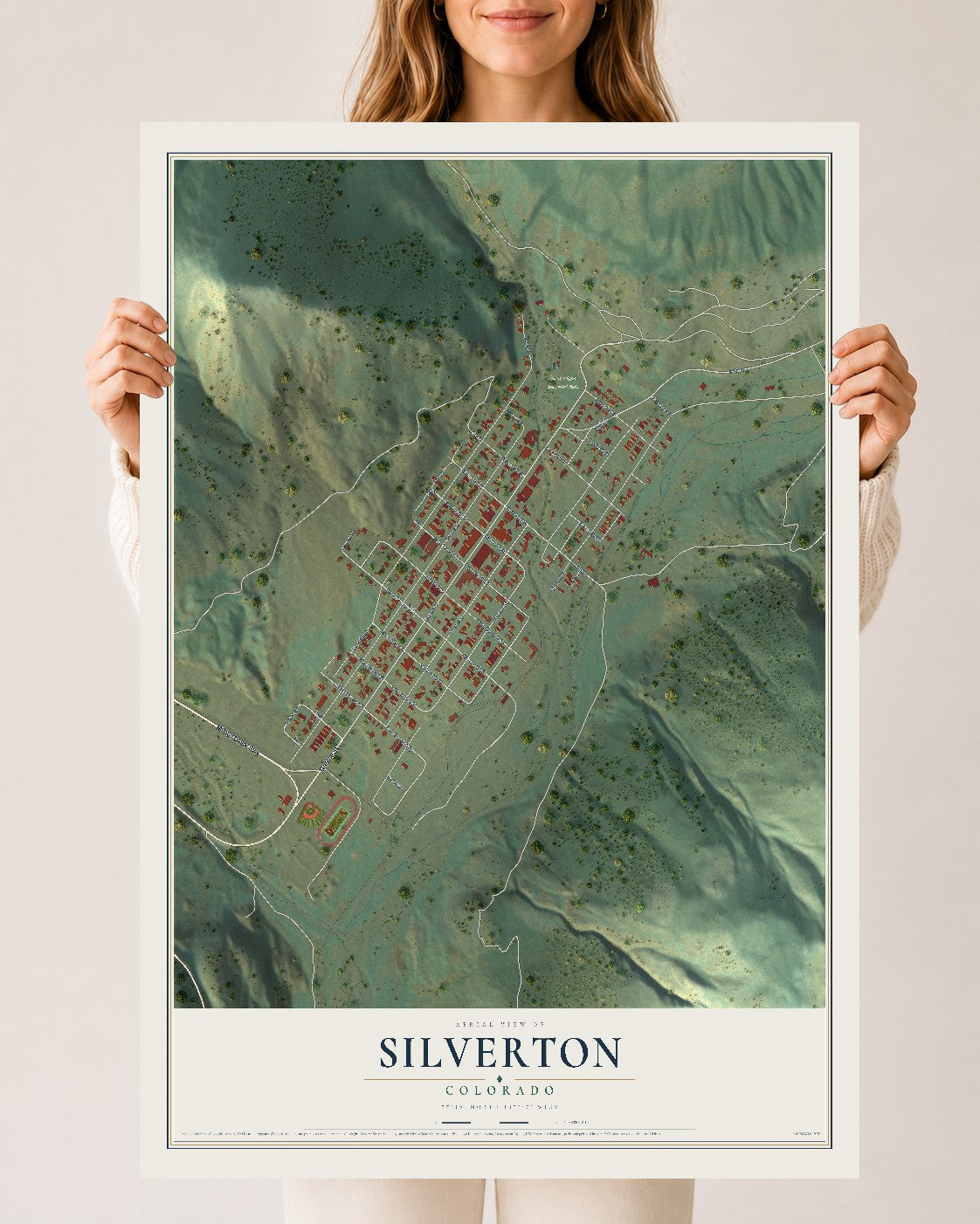 Map of Silverton, Colorado, 24 x 36 inch unframed archival matte print