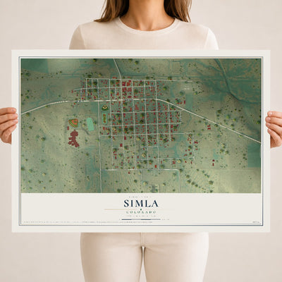 Map of Simla, Colorado, 18 x 24 inch unframed archival matte print