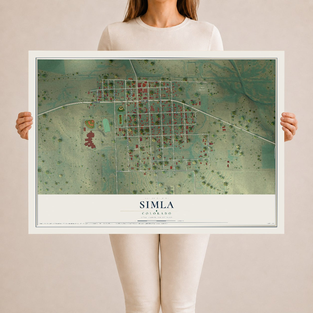 Map of Simla, Colorado, 24 x 36 inch unframed archival matte print