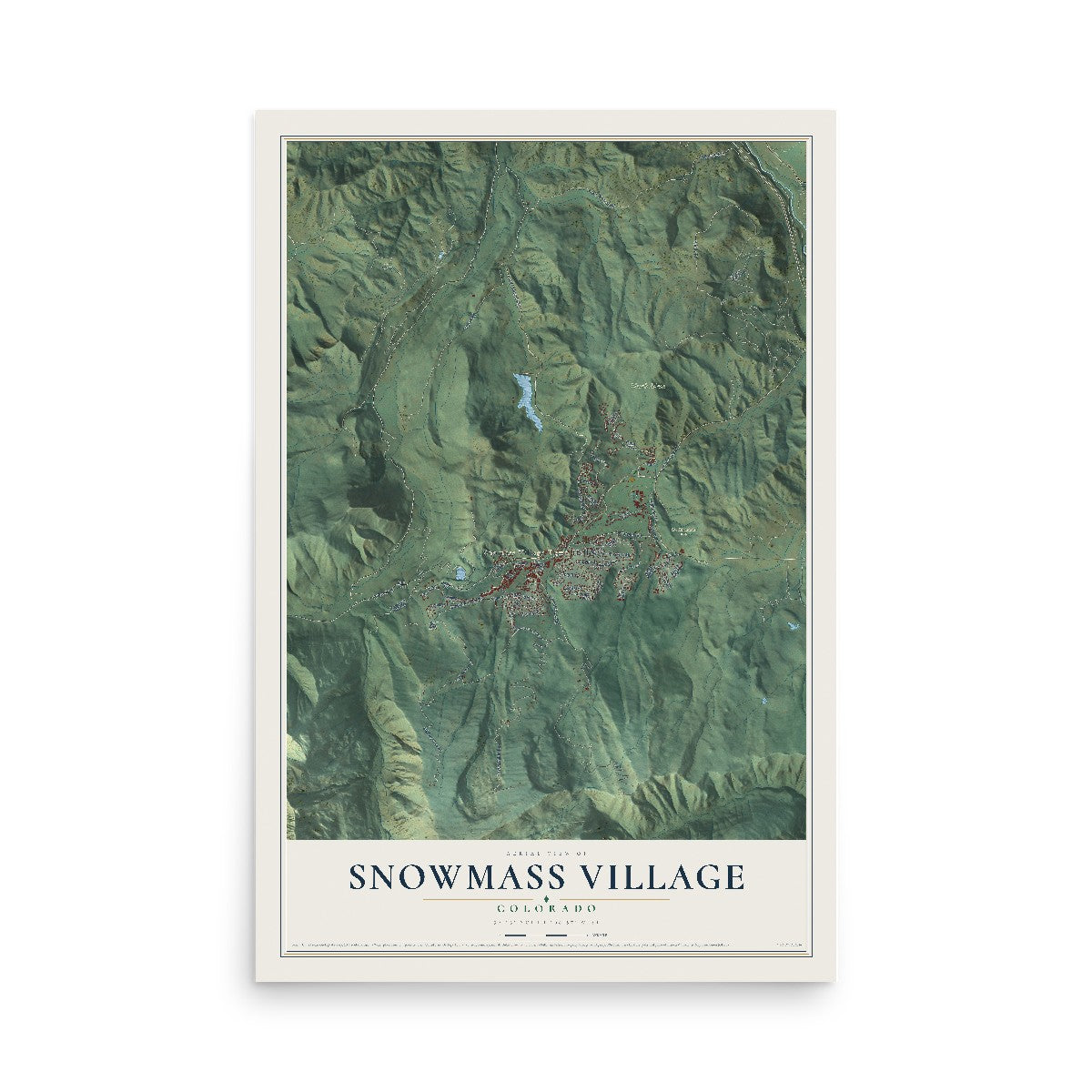 Map of Snowmass Village, Colorado, 12 x 18 inch unframed archival matte print