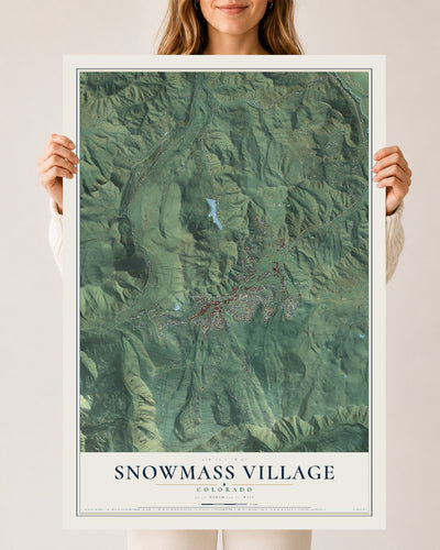 Map of Snowmass Village, Colorado, 24 x 36 inch unframed archival matte print