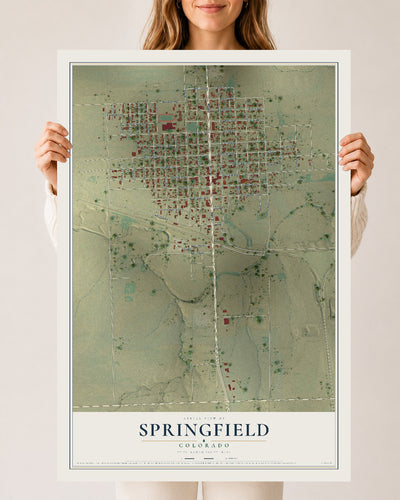 Map of Springfield, Colorado, 24 x 36 inch unframed archival matte print