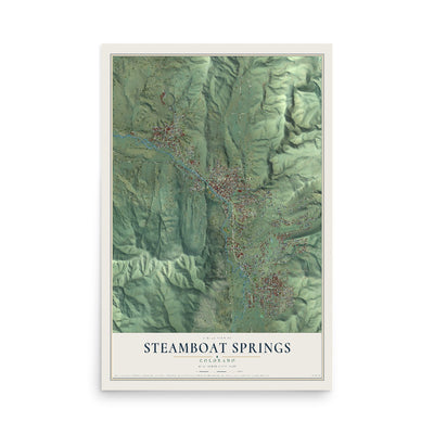 Map of Steamboat Springs, Colorado, 12 x 18 inch unframed archival matte print