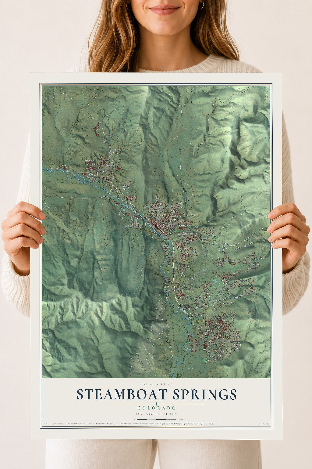 Map of Steamboat Springs, Colorado, 18 x 24 inch unframed archival matte print