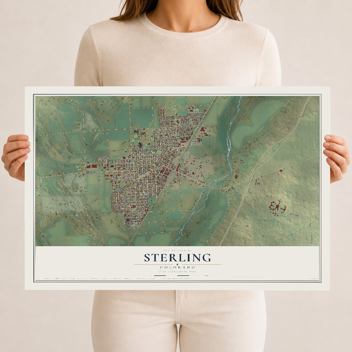 Map of Sterling, Colorado, 12 x 18 inch unframed archival matte print