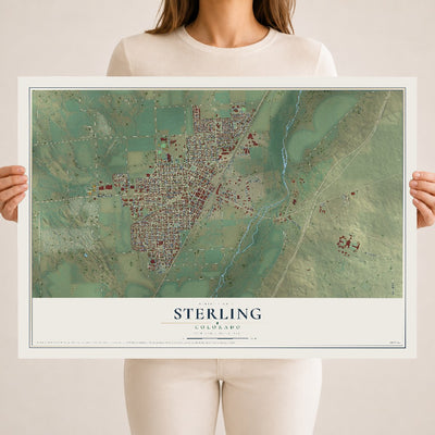 Map of Sterling, Colorado, 18 x 24 inch unframed archival matte print