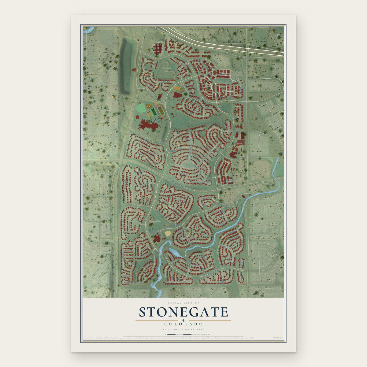 Stonegate, Colorado map print, the full design