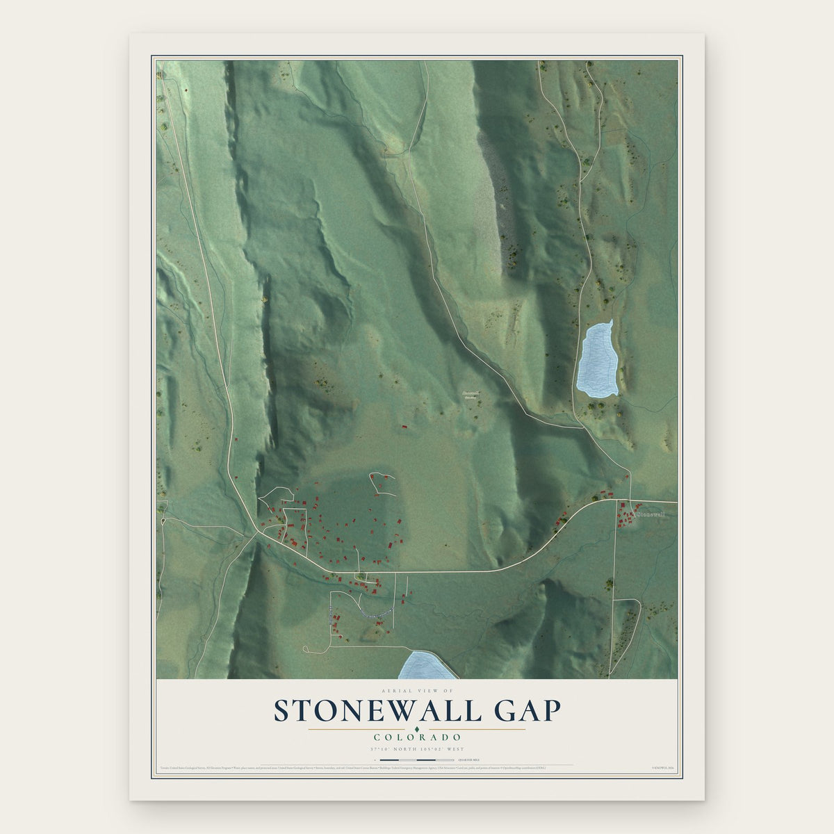 Stonewall Gap, Colorado map print, the full design