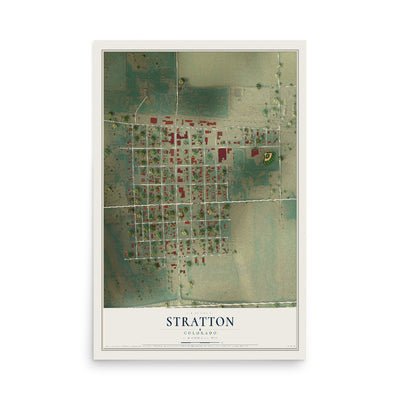 Map of Stratton, Colorado, 12 x 18 inch unframed archival matte print