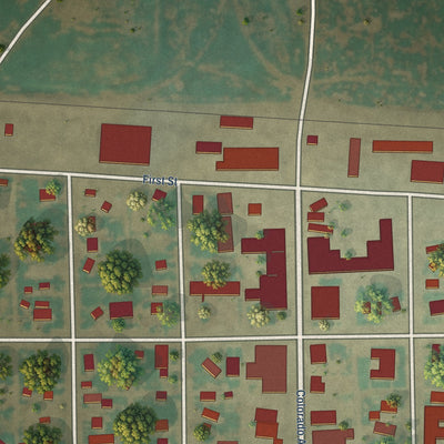 Second close-up of the map of Stratton, Colorado print showing more streets and buildings