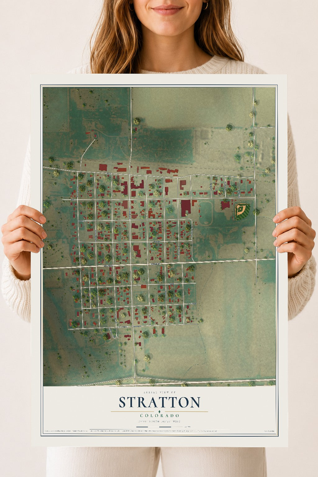 Map of Stratton, Colorado, 18 x 24 inch unframed archival matte print