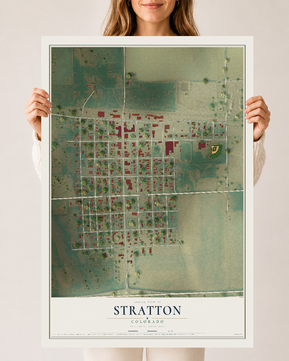 Map of Stratton, Colorado, 24 x 36 inch unframed archival matte print