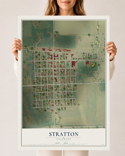 Map of Stratton, Colorado, 24 x 36 inch unframed archival matte print
