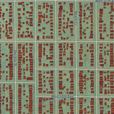Close-up of the map of Sunnyside, Colorado print showing street and building detail