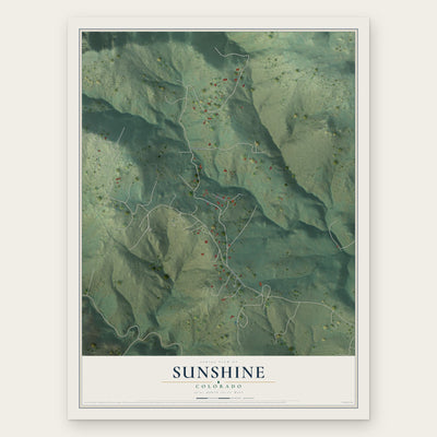 Sunshine, Colorado map print, the full design