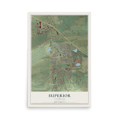 Map of Superior, Colorado, 12 x 18 inch unframed archival matte print