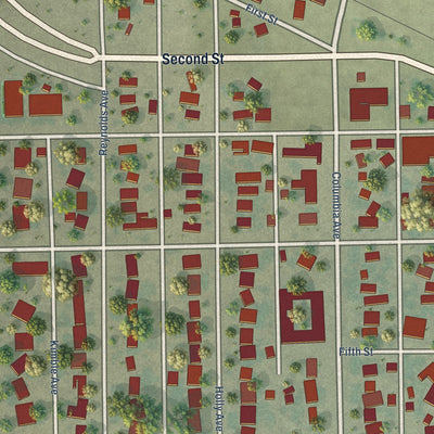 Close-up of the map of Swink, Colorado print showing street and building detail