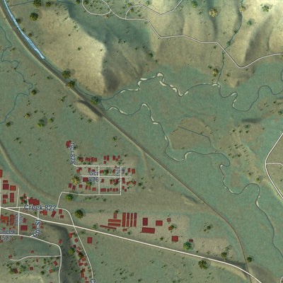 Close-up of the map of Tabernash, Colorado print showing street and building detail