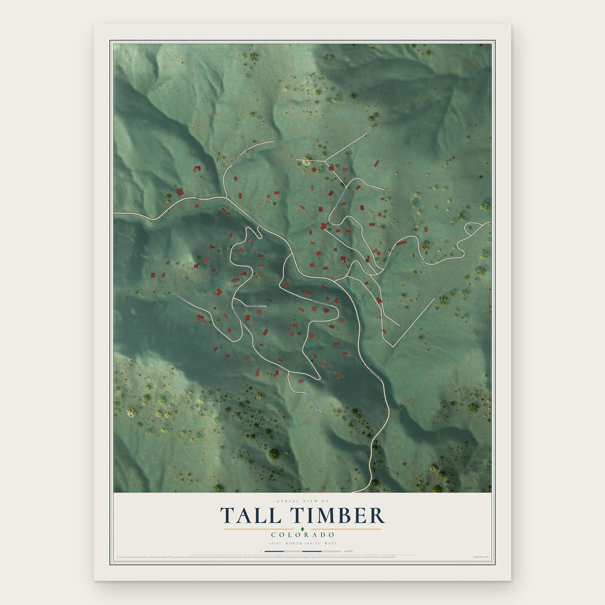 Tall Timber, Colorado map print, the full design