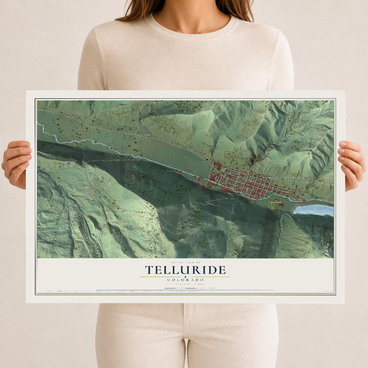 Map of Telluride, Colorado, 12 x 18 inch unframed archival matte print