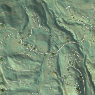 Second close-up of the map of Telluride, Colorado print showing more streets and buildings