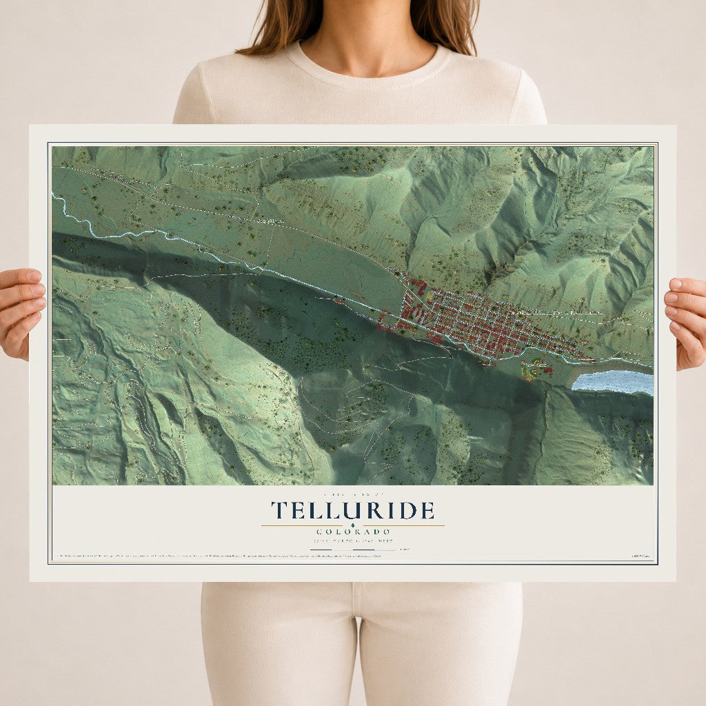 Map of Telluride, Colorado, 18 x 24 inch unframed archival matte print