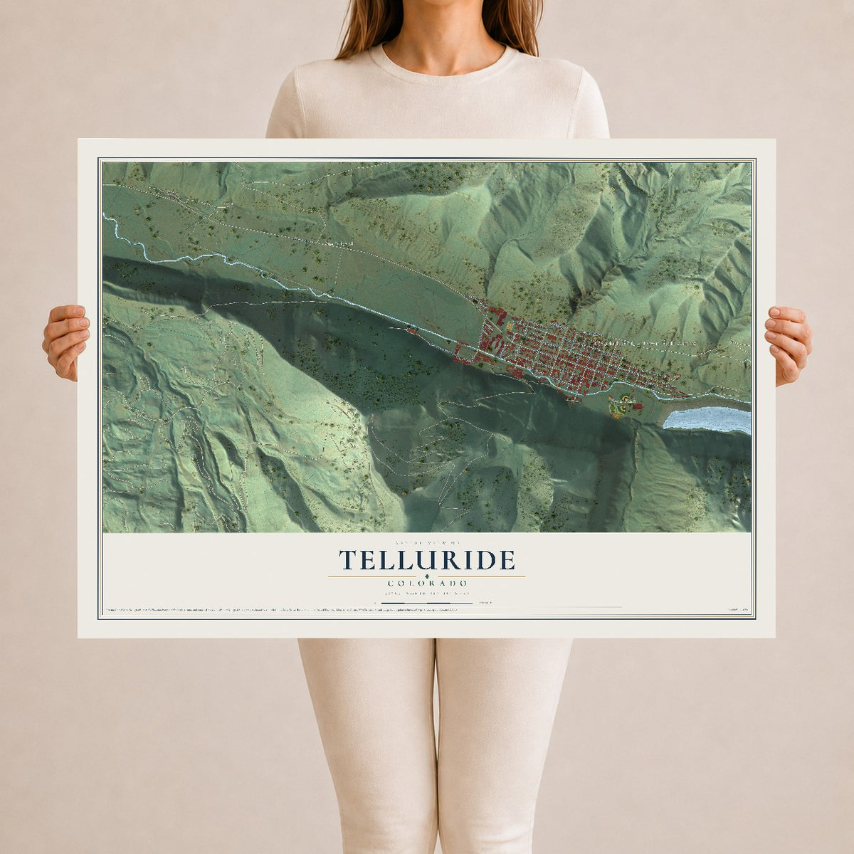 Map of Telluride, Colorado, 24 x 36 inch unframed archival matte print