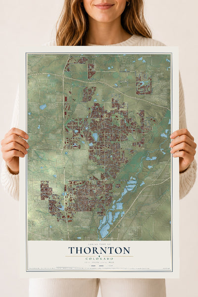 Map of Thornton, Colorado, 18 x 24 inch unframed archival matte print