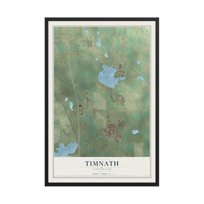 Map of Timnath, Colorado, 12 x 18 inch print in a black wood frame
