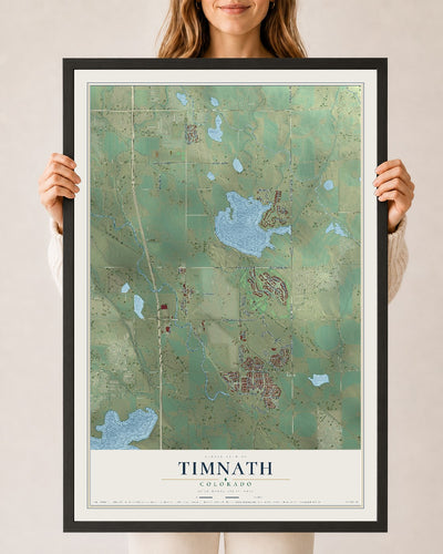 Map of Timnath, Colorado, 24 x 36 inch print in a black wood frame