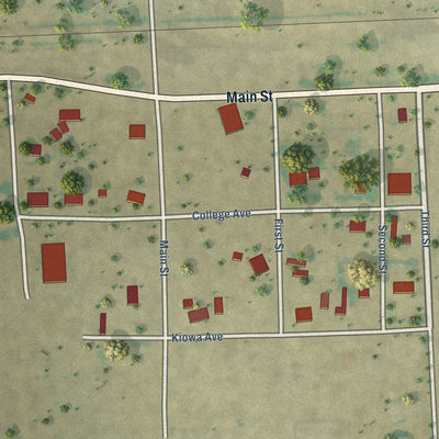 Close-up of the map of Towner, Colorado print showing street and building detail