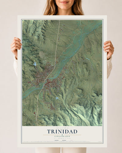 Map of Trinidad, Colorado, 24 x 36 inch unframed archival matte print