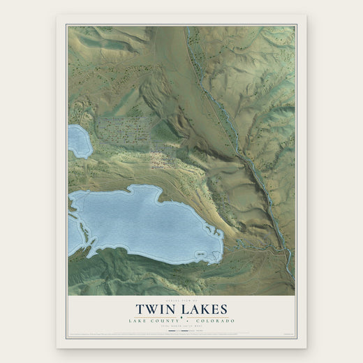 Twin Lakes, Lake County, Colorado map print, the full design