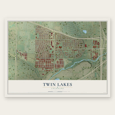 Twin Lakes, Colorado map print, the full design